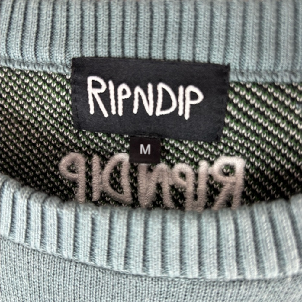Ripndip M Ice Rink Blue and Green Sweater with Cats and Alien - Picture 6 of 7